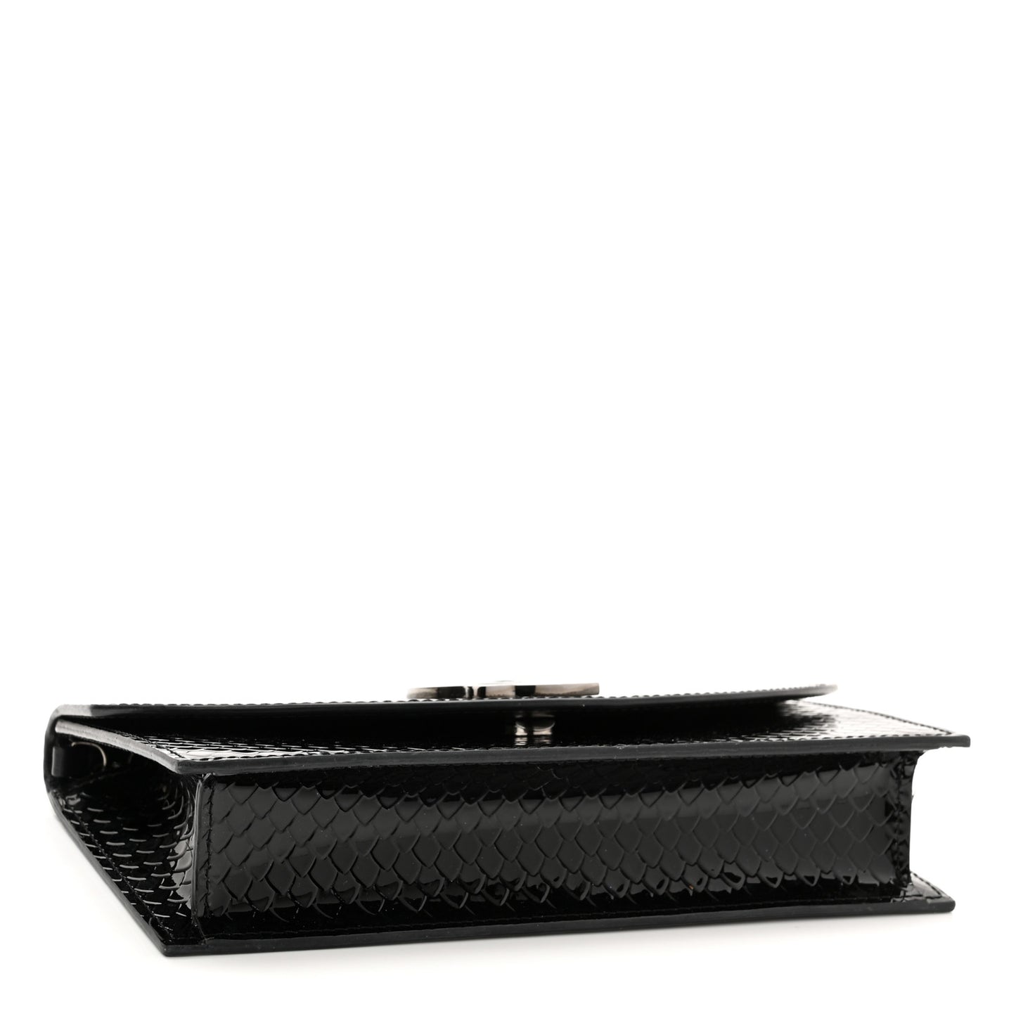 Patent Embossed Python Loubi54 Crossbody Clutch Black
