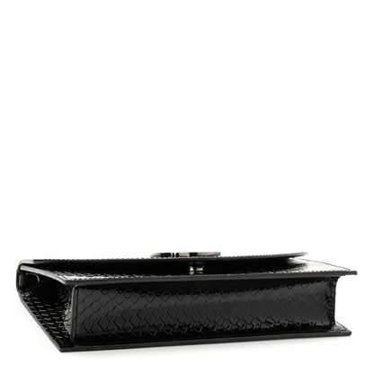 Christian Louboutin Patent Embossed Python Loubi54 Crossbody Clutch Black 4 of 13