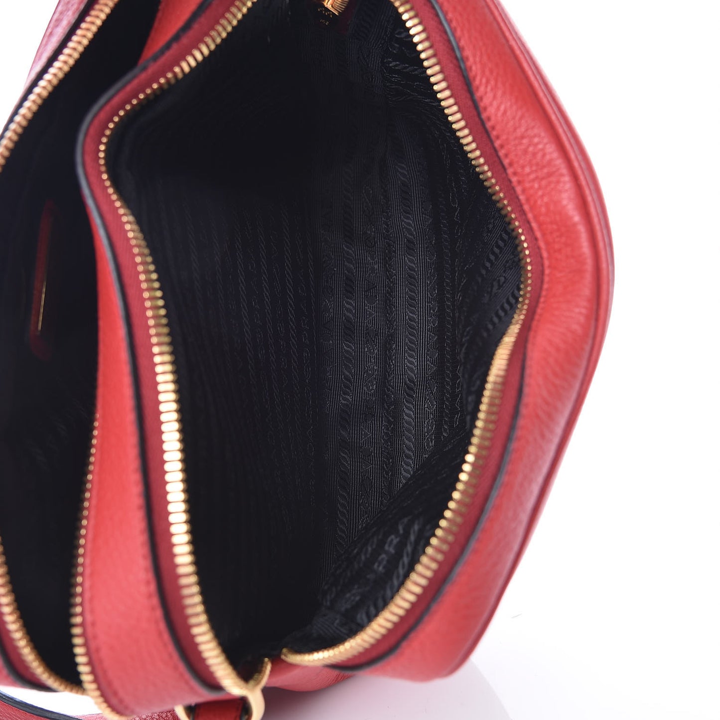 Vitello Daino Medium Double Zip Shoulder Bag Rosso