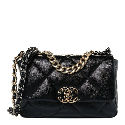 Chanel Shiny Crumpled Calfskin Quilted Medium Chanel 19 Flap Black 1 of 11
