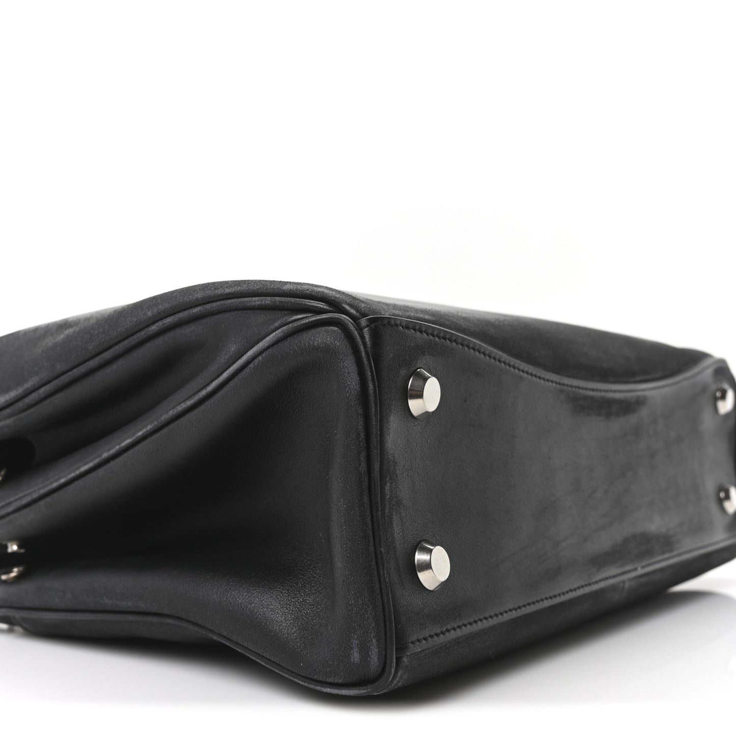 Natural Smooth Calfskin Medium Rodeo Top Handle Handbag Black