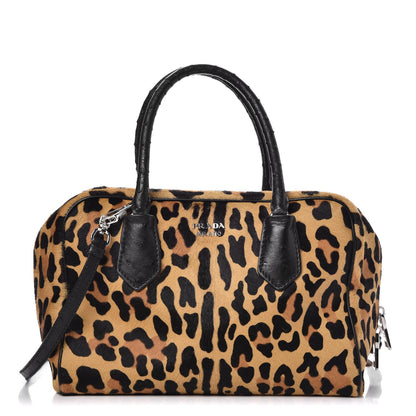 Prada Calf Hair Ostrich Leopard Print Inside Tote 1 of 8