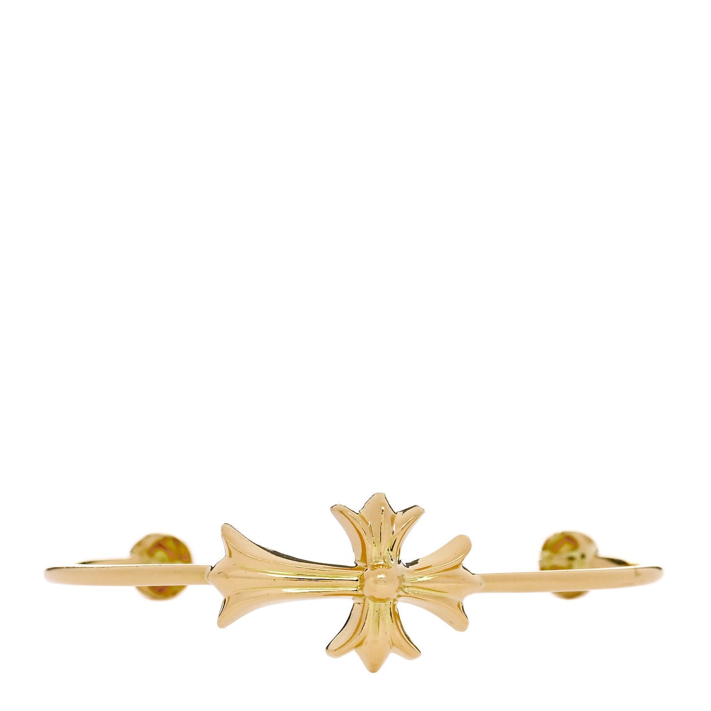 22K Yellow Gold Skinny CH Cross Bangle Bracelet