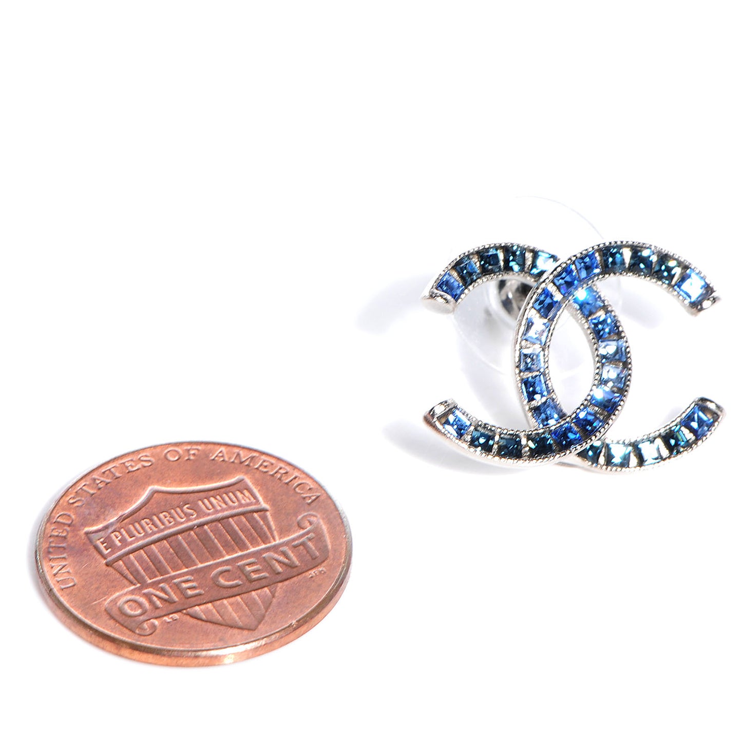 Baguette Crystal CC Earrings Blue
