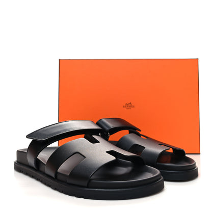Hermes Calfskin Womens Chypre Sandals 39 Black 9 of 9