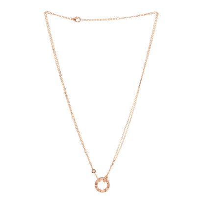 Cartier 18K Pink Gold 1 Diamond 1 Pink Sapphire LOVE Necklace 2 of 4