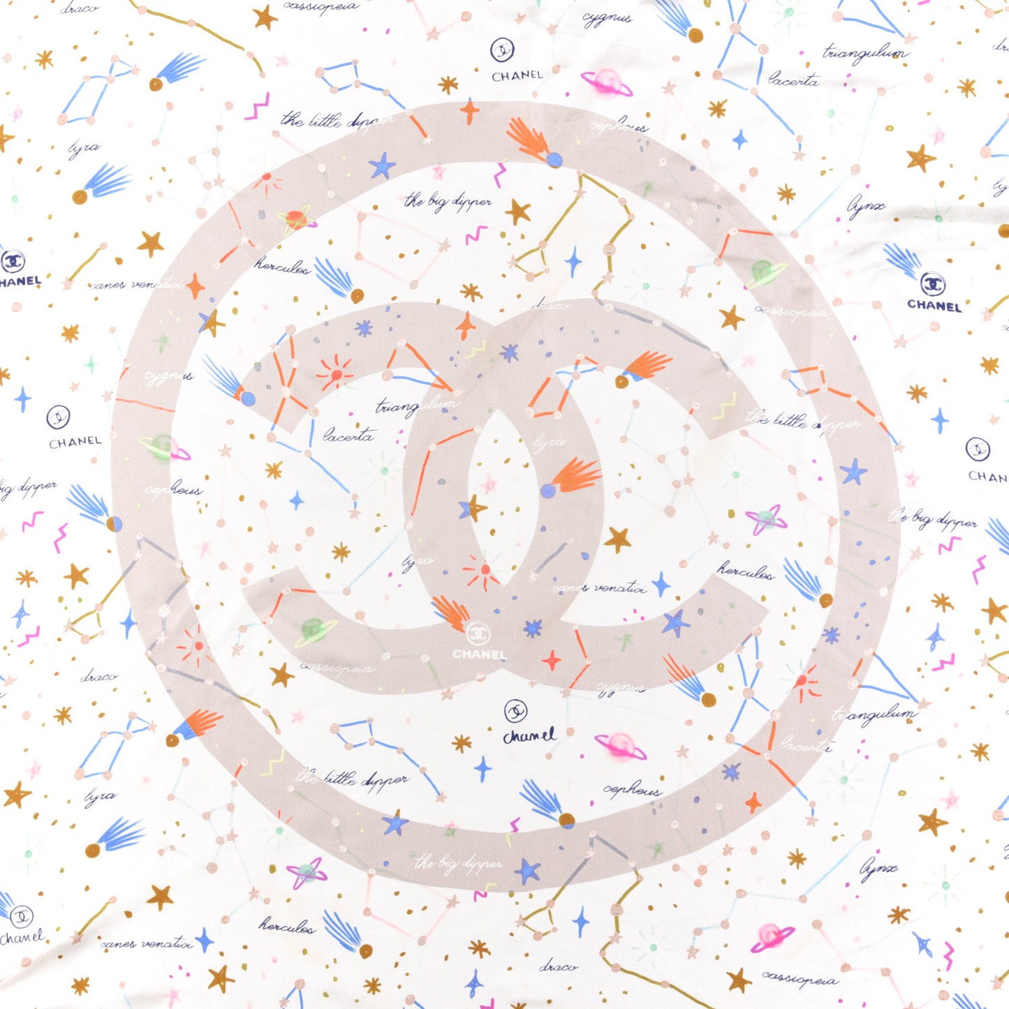 Silk Constellations CC Square Scarf Beige Multicolor