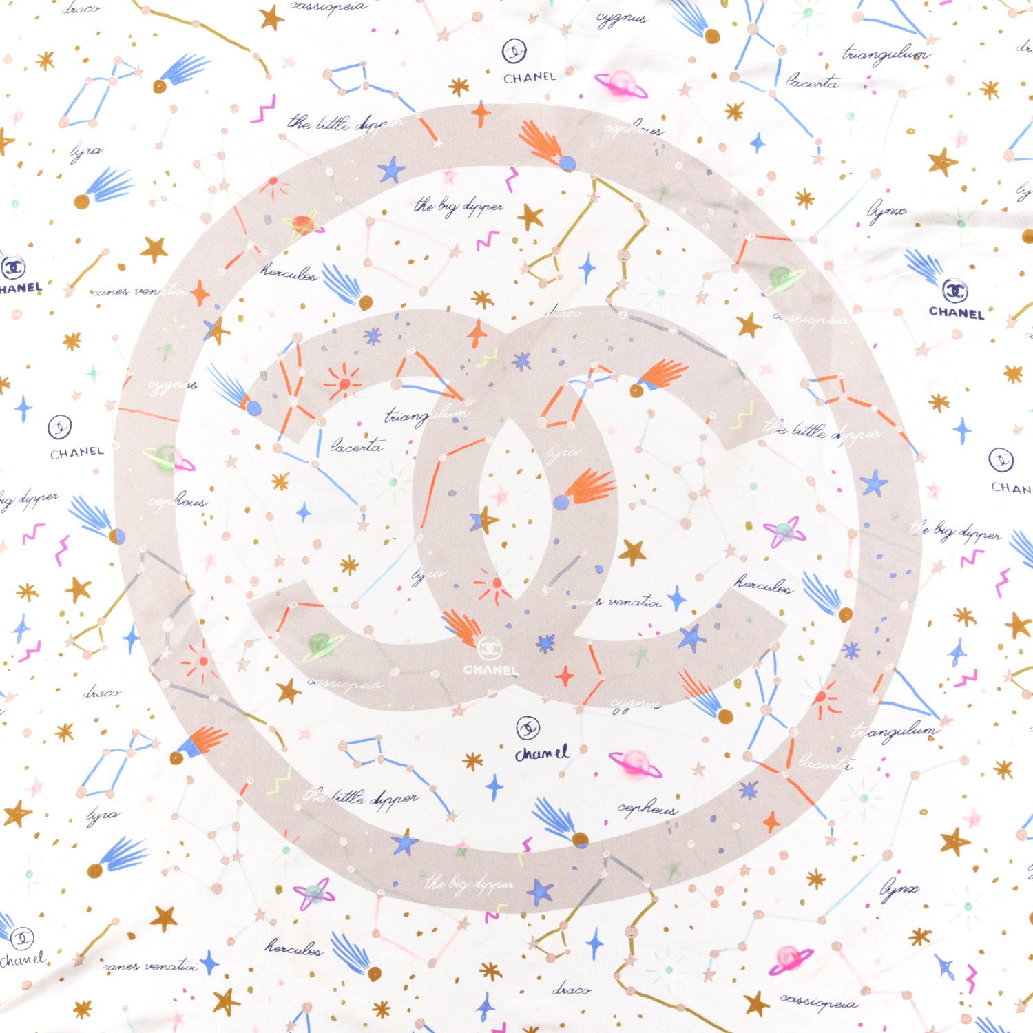 Chanel Silk Constellations CC Square Scarf Beige Multicolor 2 of 5