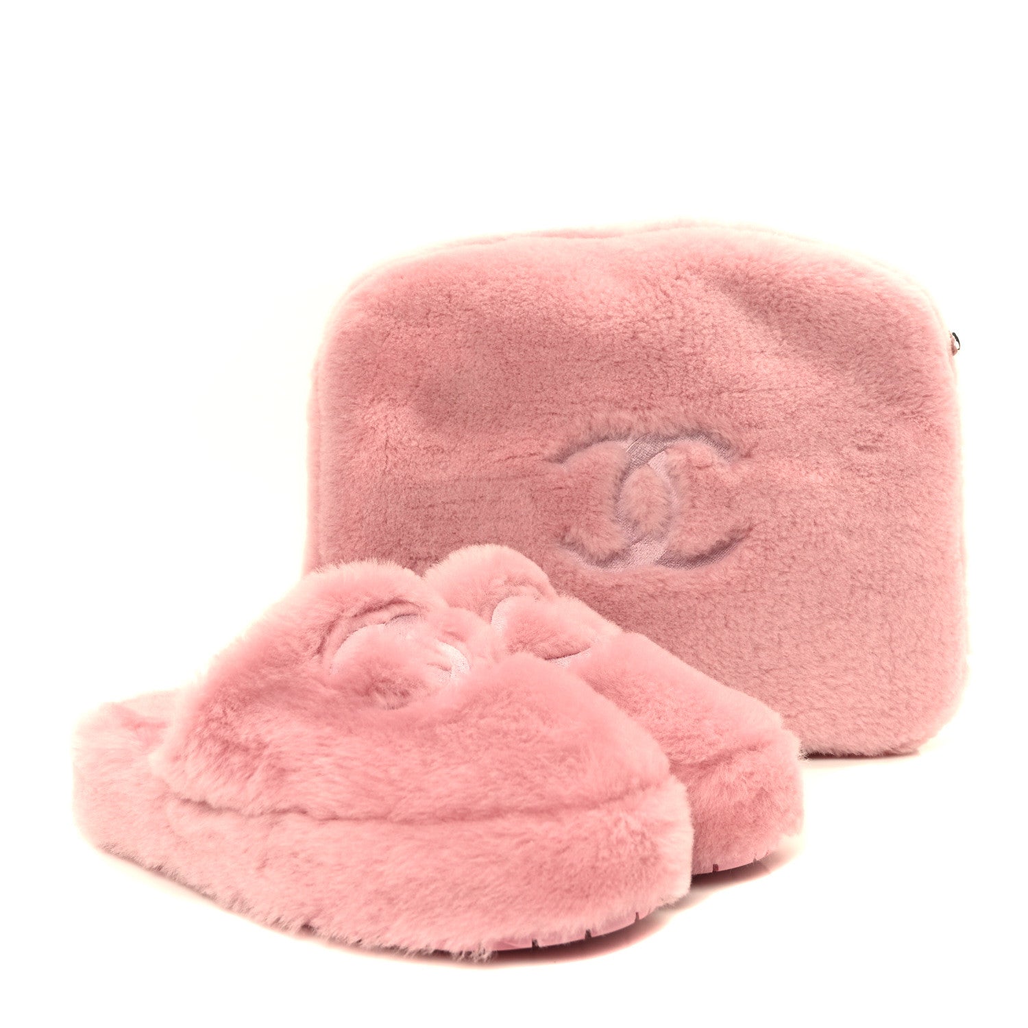 Chanel Shearling CC Flat Mules 38 Pink 8 of 8