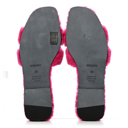 Hermes Woolskin Oran Sandals 40 Rose Fuchsia 4 of 4