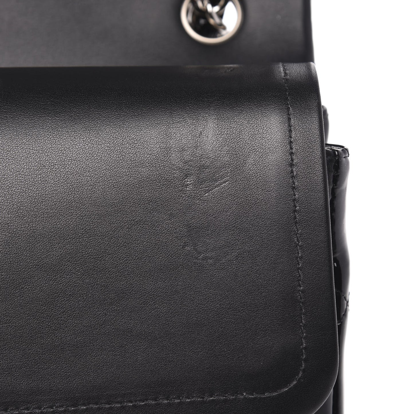Patent Quilted Jumbo Double Flap Black