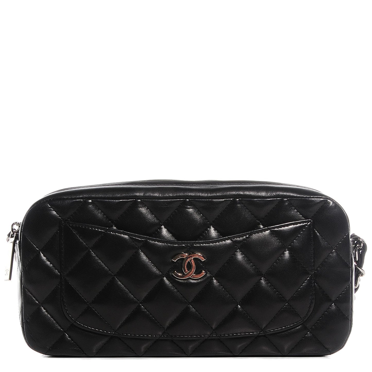 Lambskin Quilted Timeless Camera Case Black
