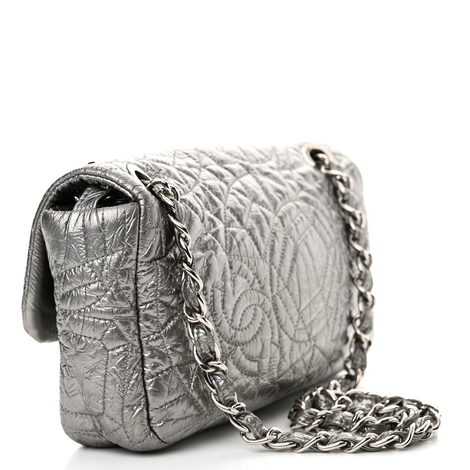 Chanel Vinyl Small Graphic Edge Flap Silver 3 of 11