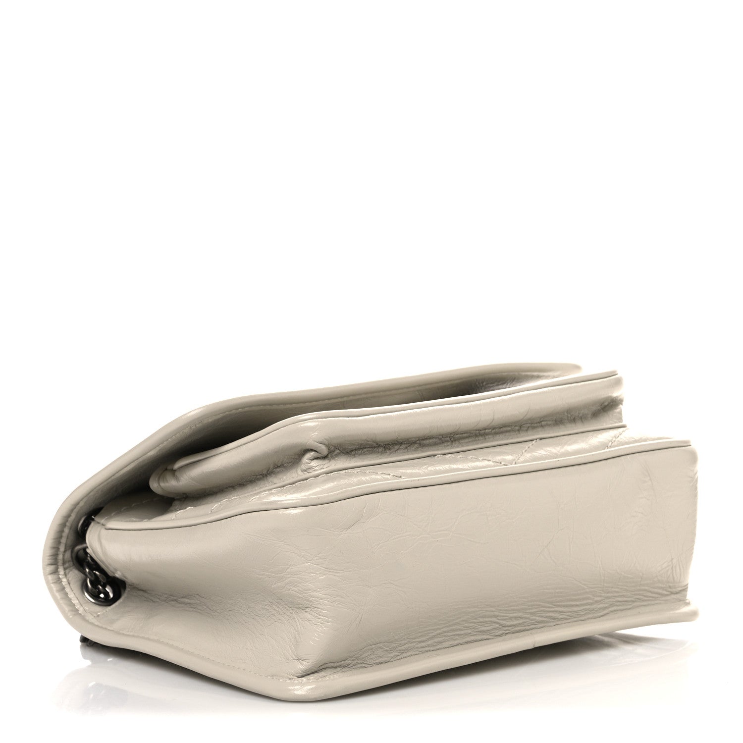 Saint Laurent Crinkled Calfskin Matelasse Monogram Baby Niki Chain Satchel Blanc Vintage 4 of 11