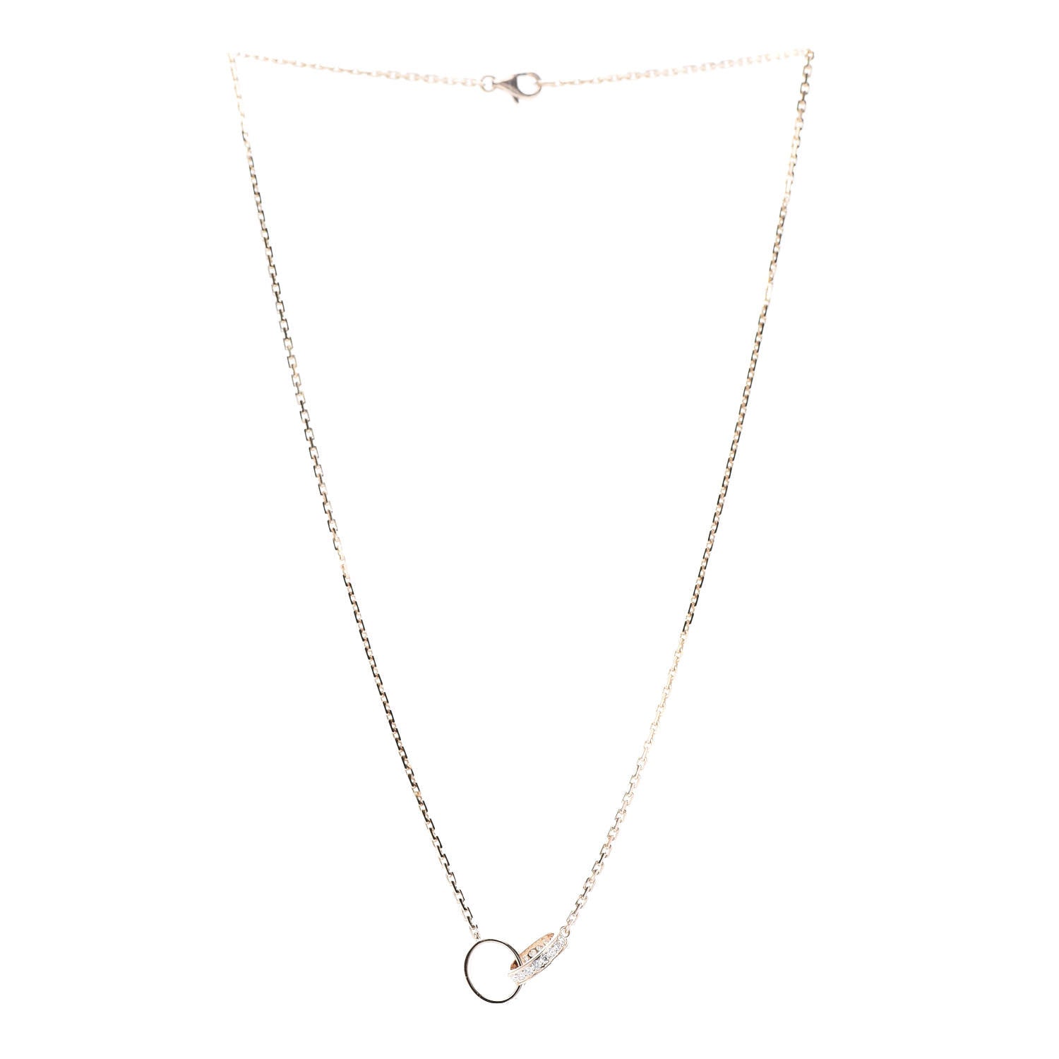 Cartier 18K Pink Gold Diamond Interlocking LOVE Necklace 3 of 6