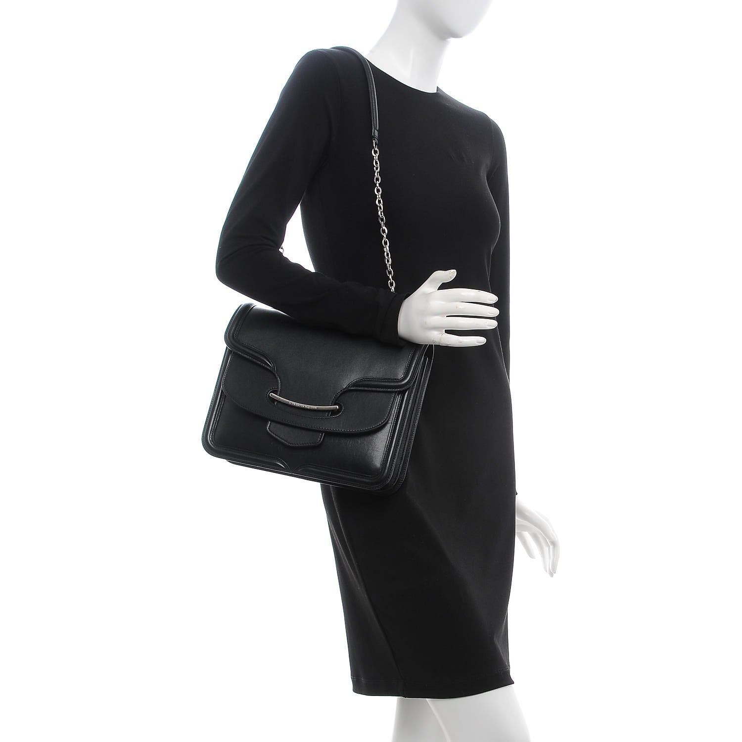 Alexander McQueen Calfskin Heroine Chain Satchel Black 2 of 17
