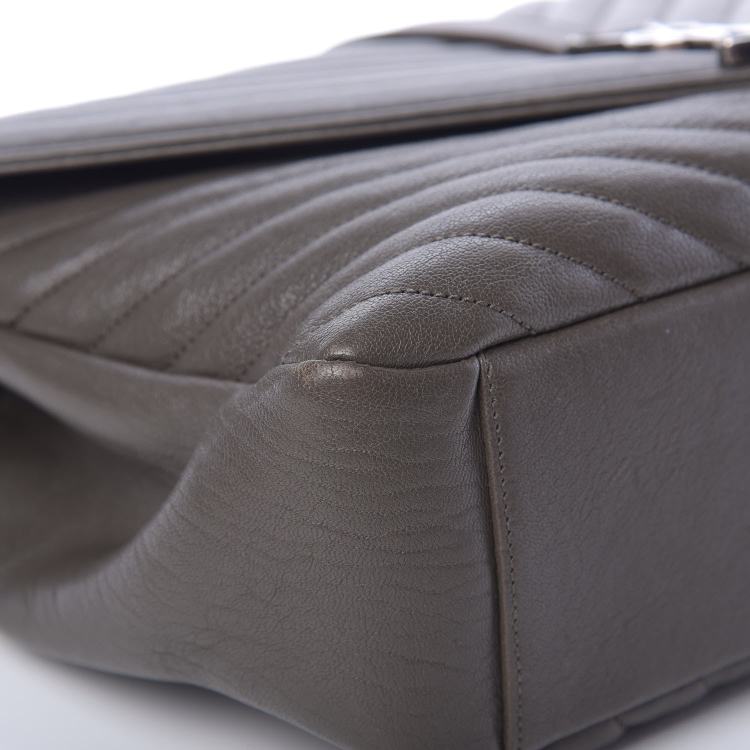 Saint Laurent Sheepskin Matelasse Chevron Monogram Large College Satchel Dark Anthracite 9 of 13
