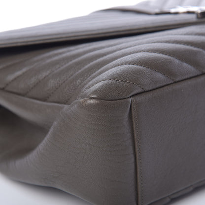 Saint Laurent Sheepskin Matelasse Chevron Monogram Large College Satchel Dark Anthracite 9 of 13