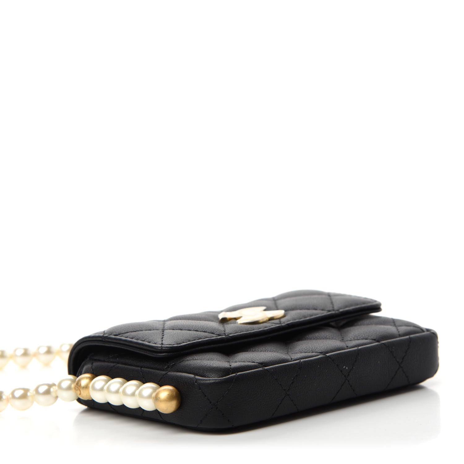 Chanel Calfskin Quilted About Pearls Card Holder Flap With Chain Black 4 of 12