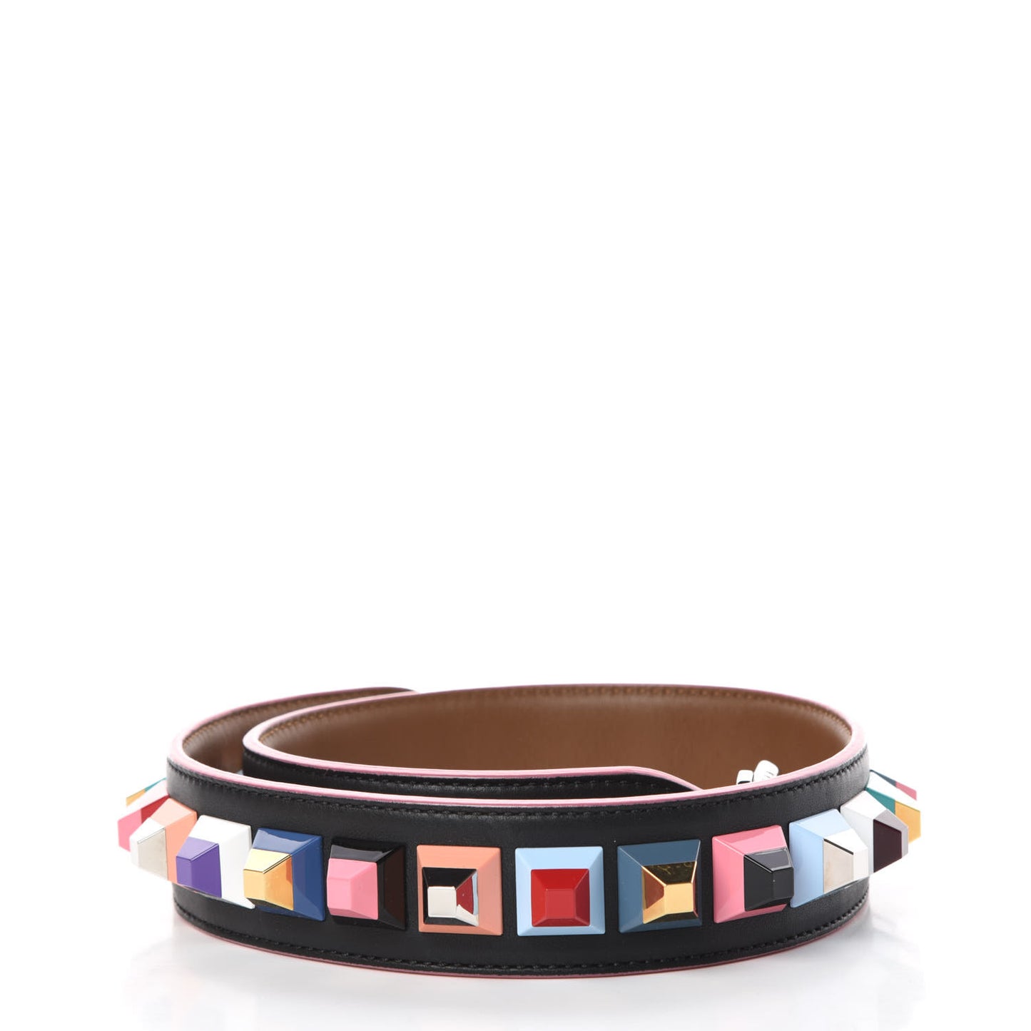 Vitello Dolce Plexiglass Bi-Color Studded Strap You Black Brownie Multicolor