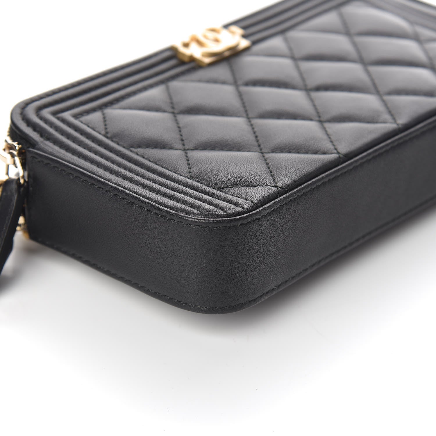 Chanel Lambskin Quilted Small Boy Clutch With Chain Black 5 of 13