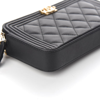 Chanel Lambskin Quilted Small Boy Clutch With Chain Black 5 of 13