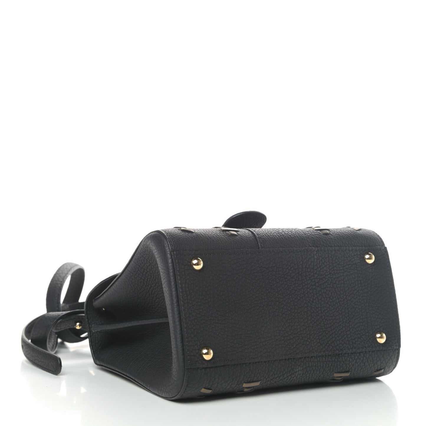 Crispy Calfskin Tribal Stitch Mini Brillant Satchel Black Bronze