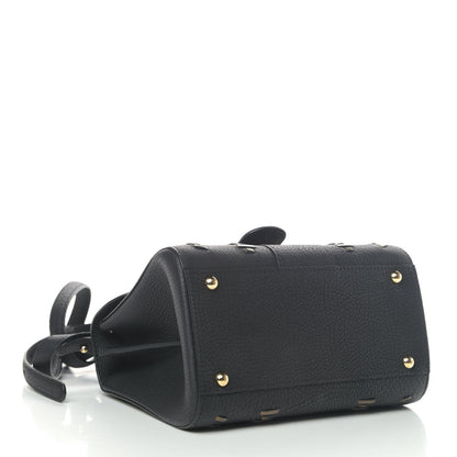 Delvaux Crispy Calfskin Tribal Stitch Mini Brillant Satchel Black Bronze 3 of 6