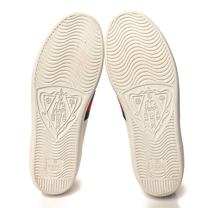 Gucci Calfskin Crocodile Web Womens Ace Sneakers 37 White Green 5 of 9