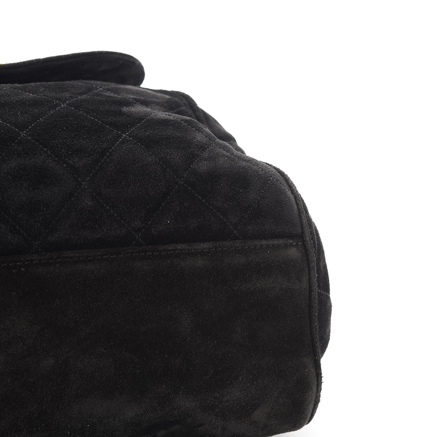 Suede Quilted Drawstring Backpack Black