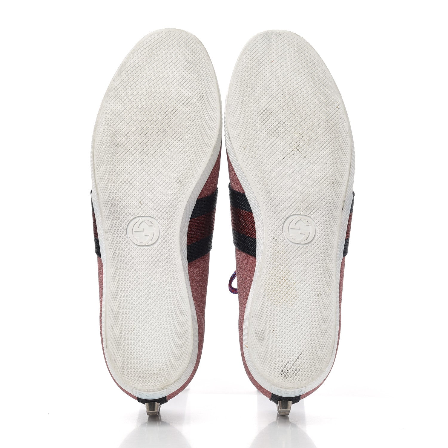 Gucci Glitter Fabric Studded Web Womens Sneakers 38 Rosso 5 of 15