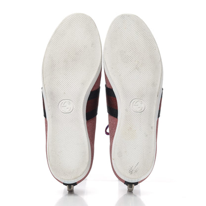 Gucci Glitter Fabric Studded Web Womens Sneakers 38 Rosso 5 of 15