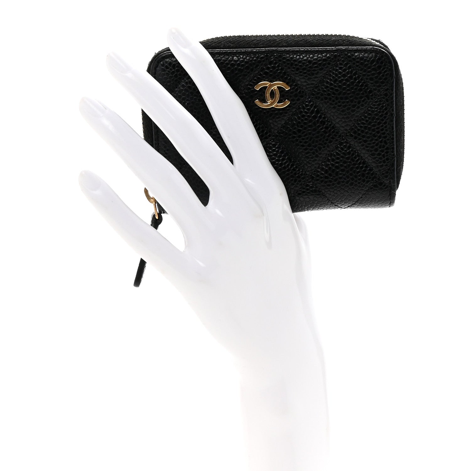 Chanel Caviar Quilted Zip Coin Purse Black 2 of 7
