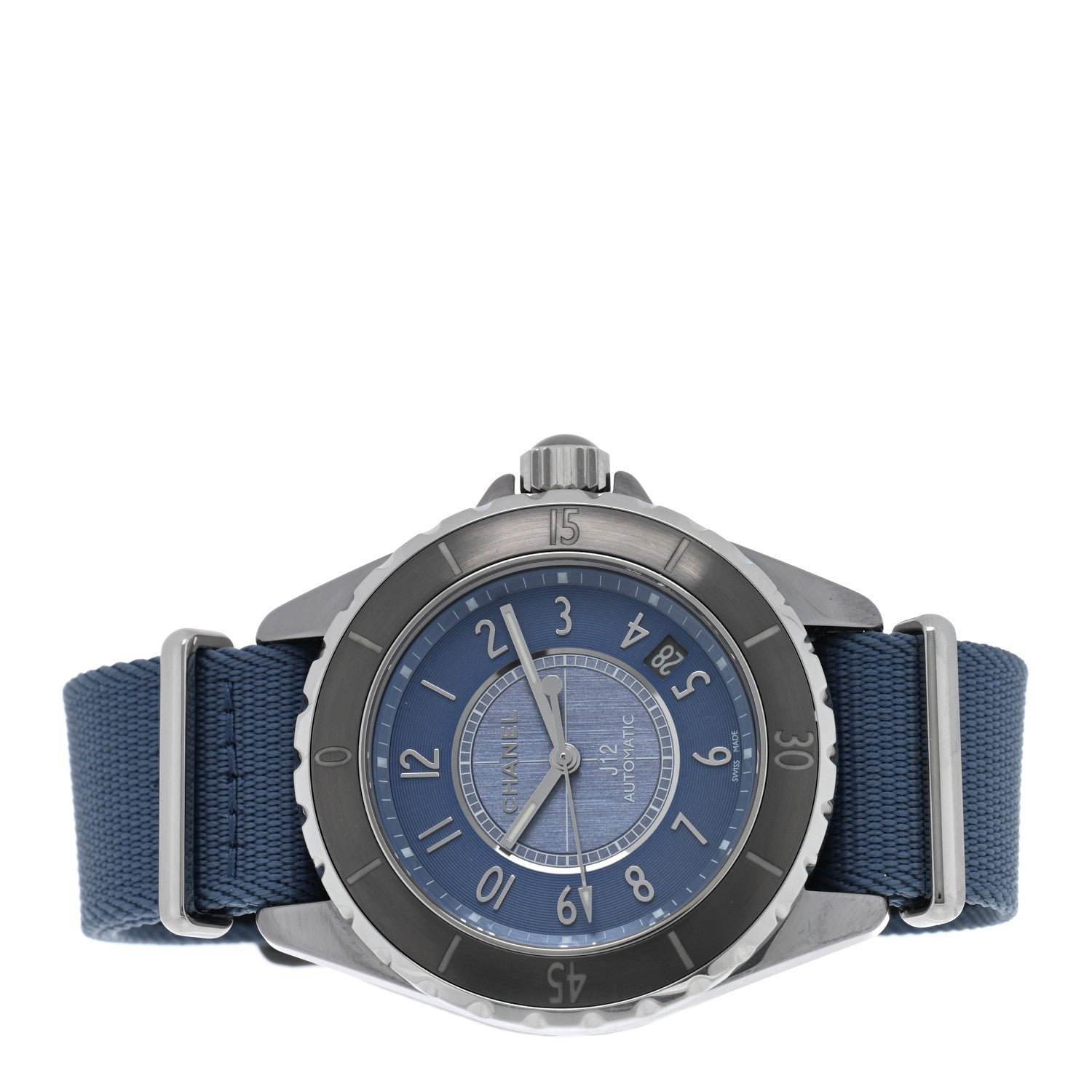 Chanel Titanium Ceramic Nylon 38mm J12 Automatic Watch Blue 2 of 6