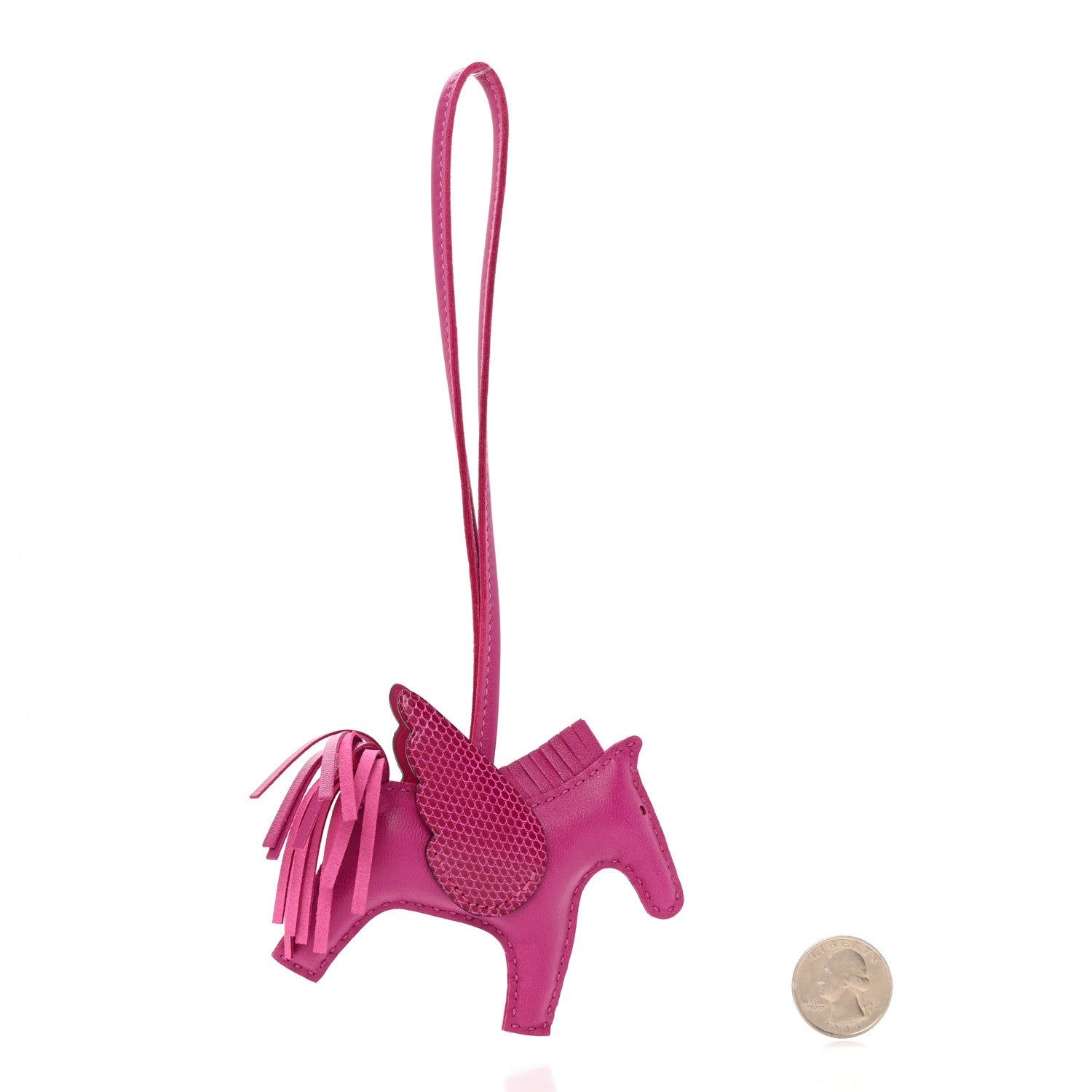 Hermes Milo Lambskin Lizard Touch Grigri Rodeo Pegase Horse Bag Charm PM Rose Poupre 2 of 5