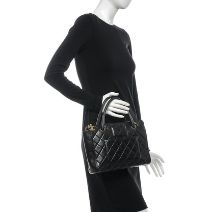 Chanel Lambskin Quilted Top Handle Bag Black 2 of 10