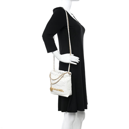 Chanel Shiny Calfskin Quilted Mini Chanel 22 White 3 of 10