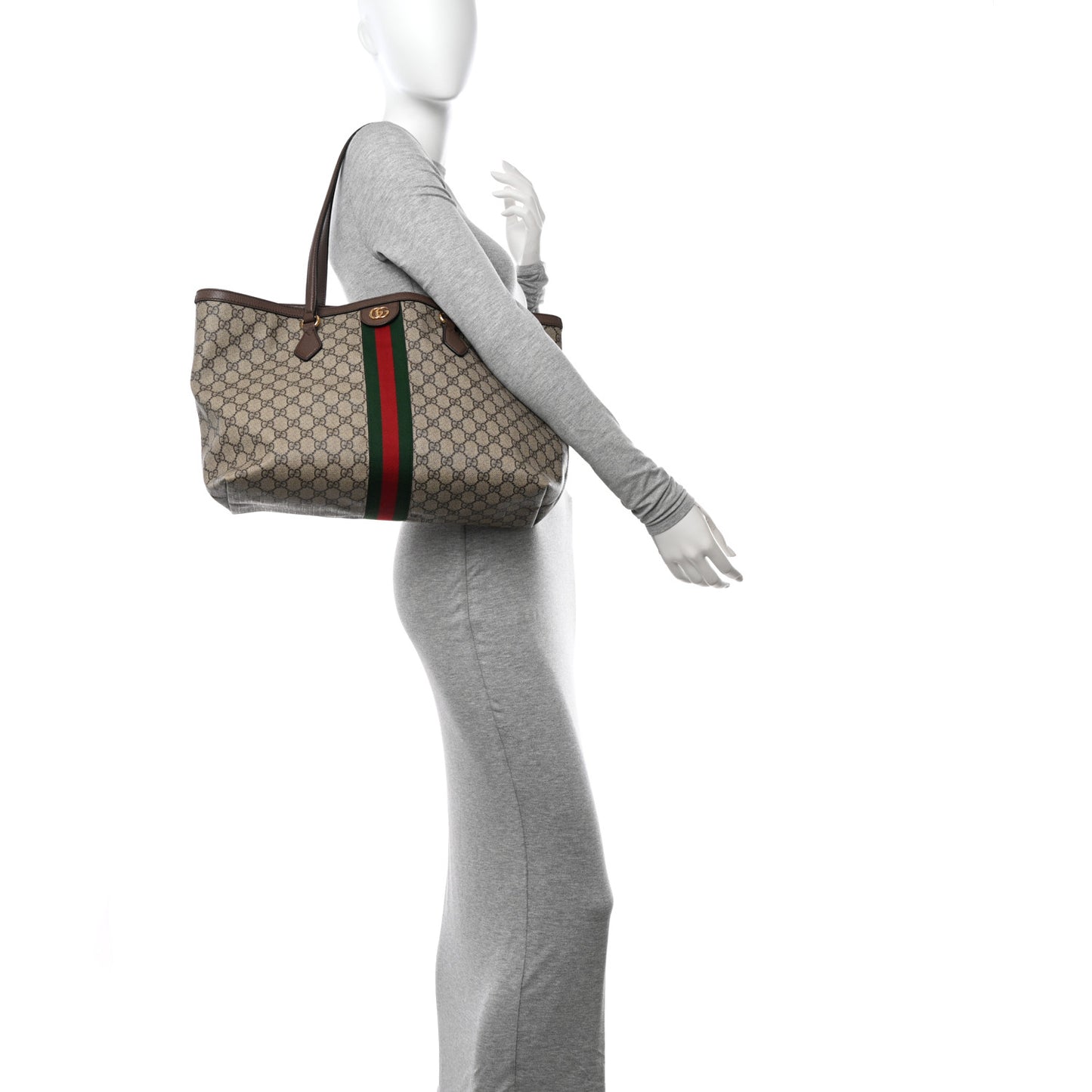 GG Supreme Monogram Medium Ophidia Shopping Tote Brown