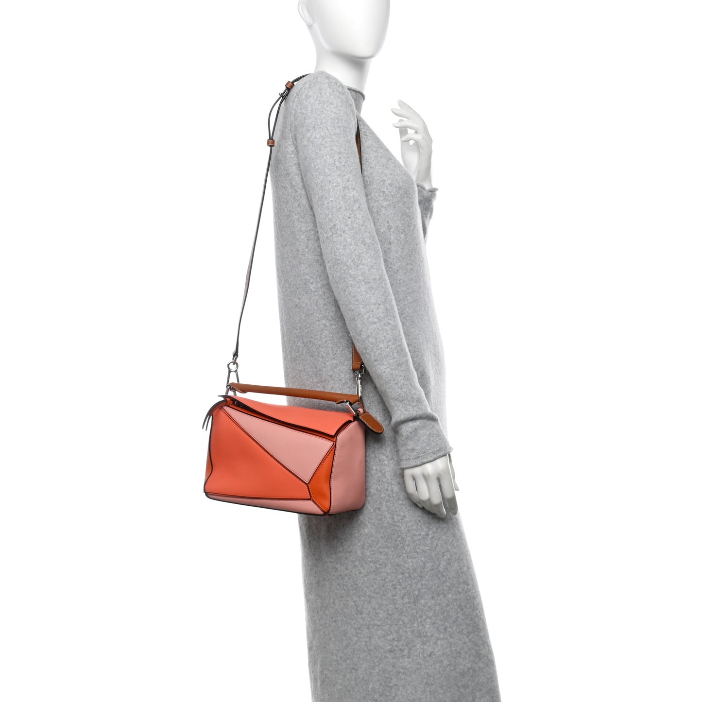 Calfskin Small Puzzle Bag Orange Tan Pink