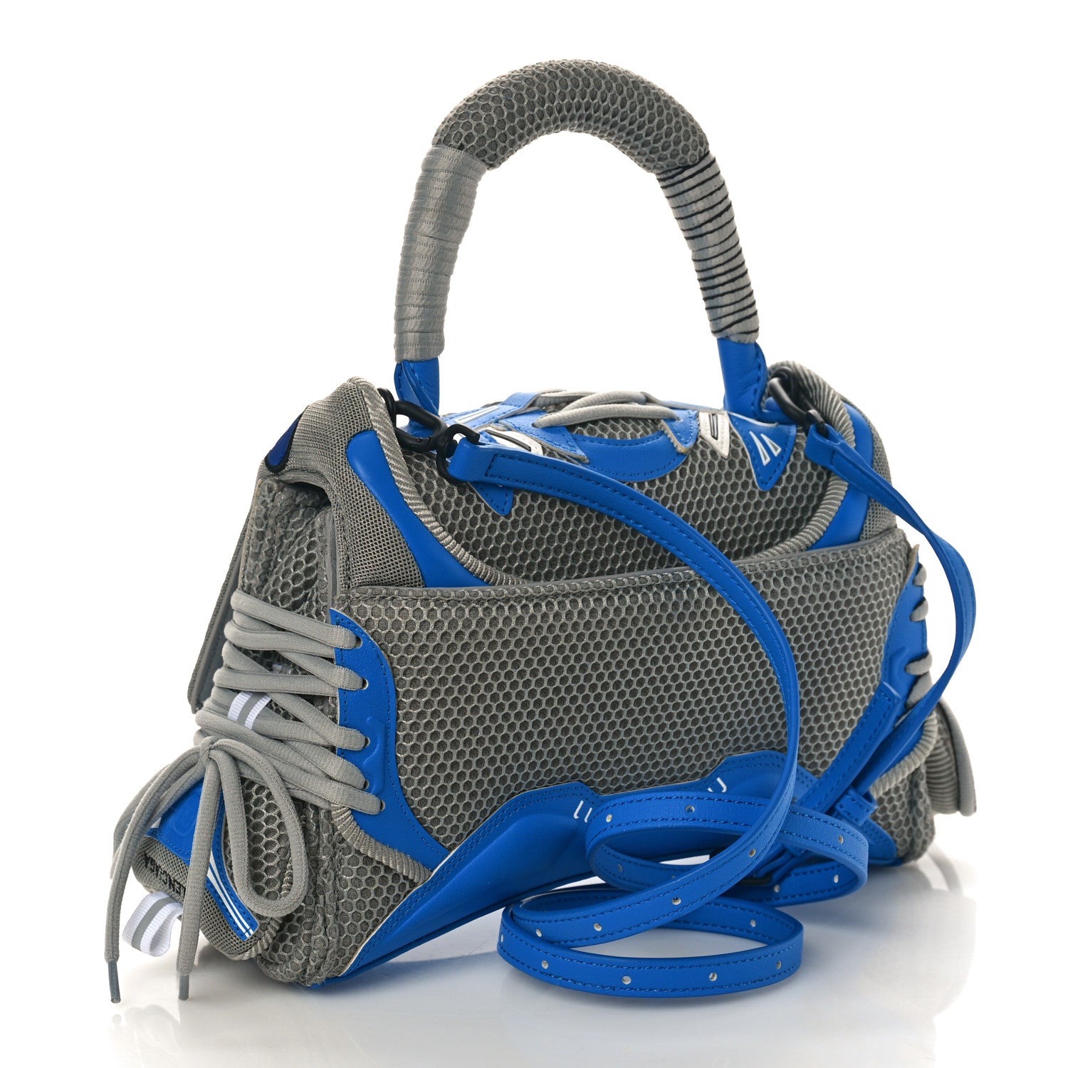 Balenciaga Faux Calfskin Fabric Small Sneakerhead Top Handle Bag Blue Grey 2 of 8