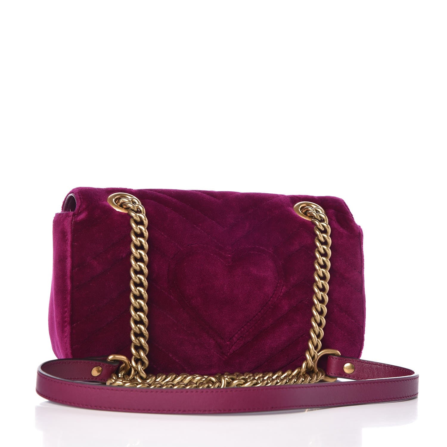 Gucci Velvet Matelasse Mini GG Marmont Shoulder Bag Fuchsia Violet Cyclamen 3 of 7
