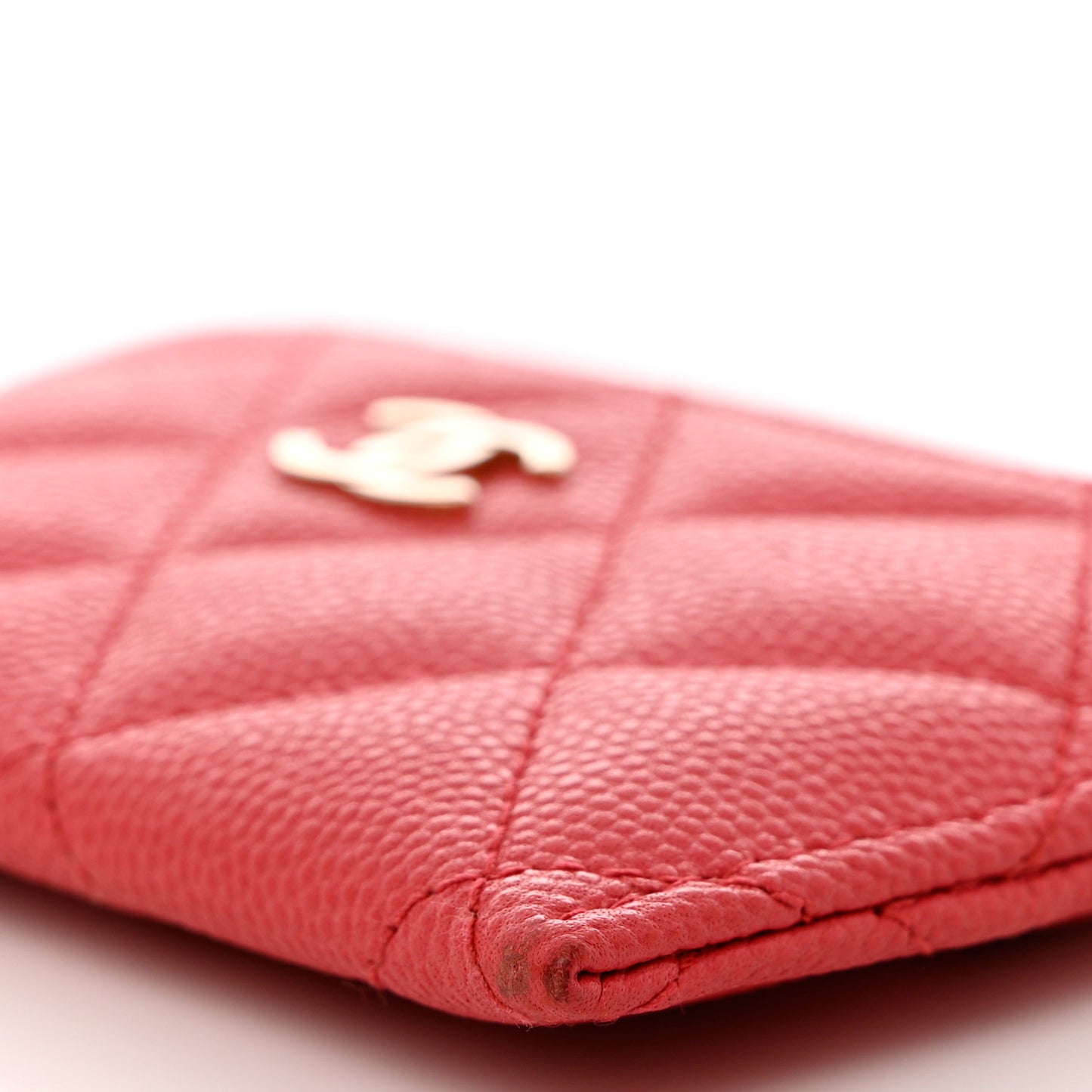Caviar Quilted Card Holder Dark Pink
