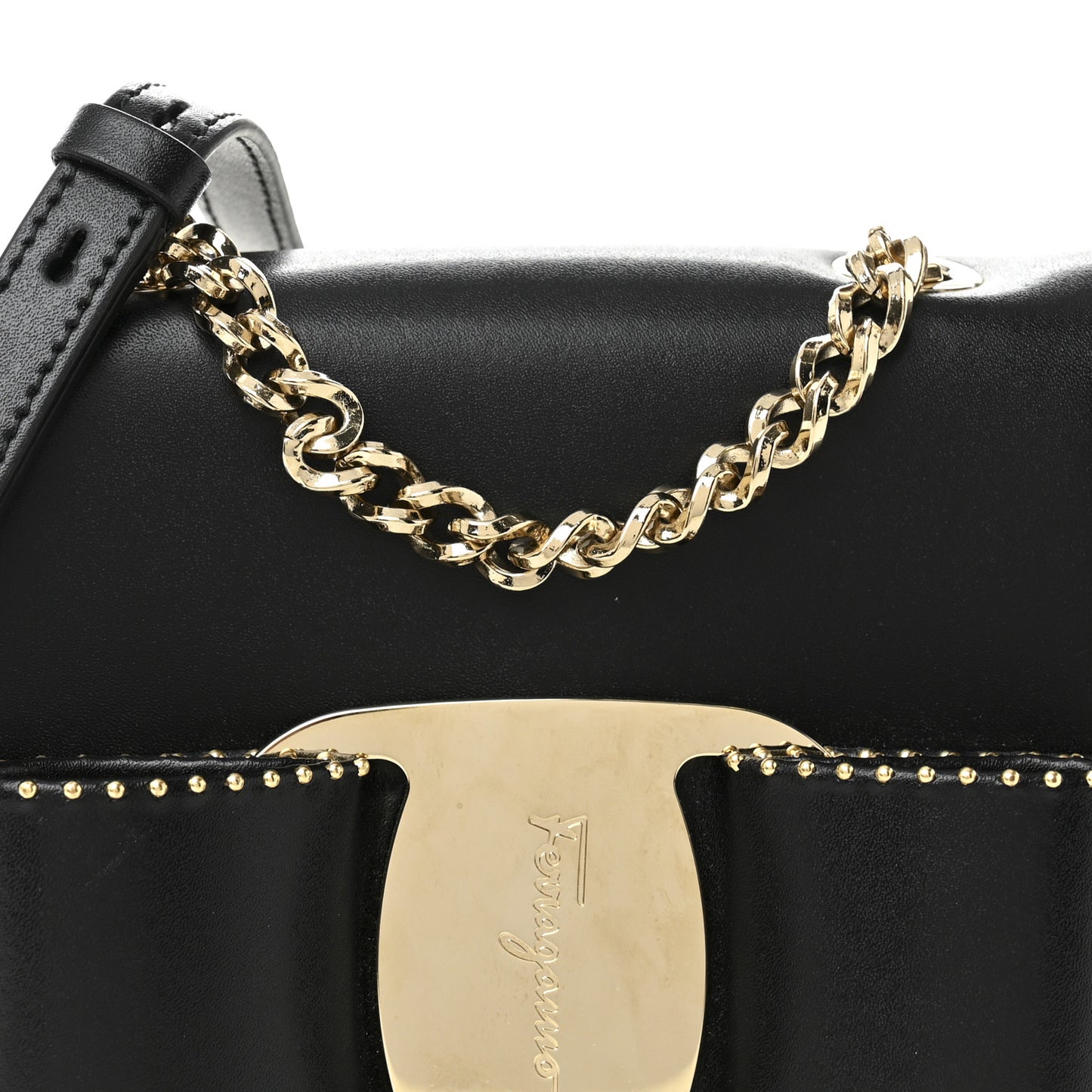 Calfskin Studded Mini Vara Bow Rainbow Crossbody Bag Black