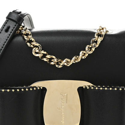 Salvatore Ferragamo Calfskin Studded Mini Vara Bow Rainbow Crossbody Bag Black 8 of 11
