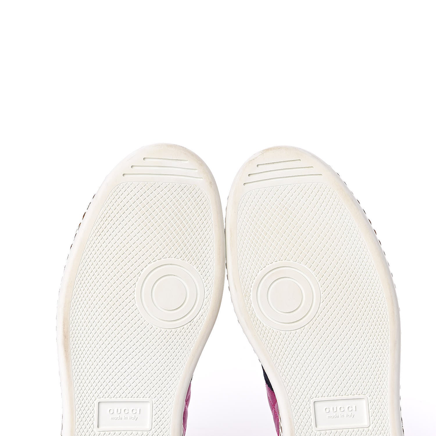 Gucci Laminated Nappa Crystal Web Bee Embroidered Trapuntata Womens Ace Platform Sneakers 38 Fuxia 7 of 10