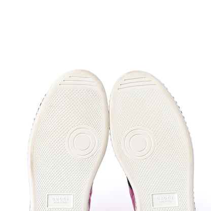 Gucci Laminated Nappa Crystal Web Bee Embroidered Trapuntata Womens Ace Platform Sneakers 38 Fuxia 7 of 10