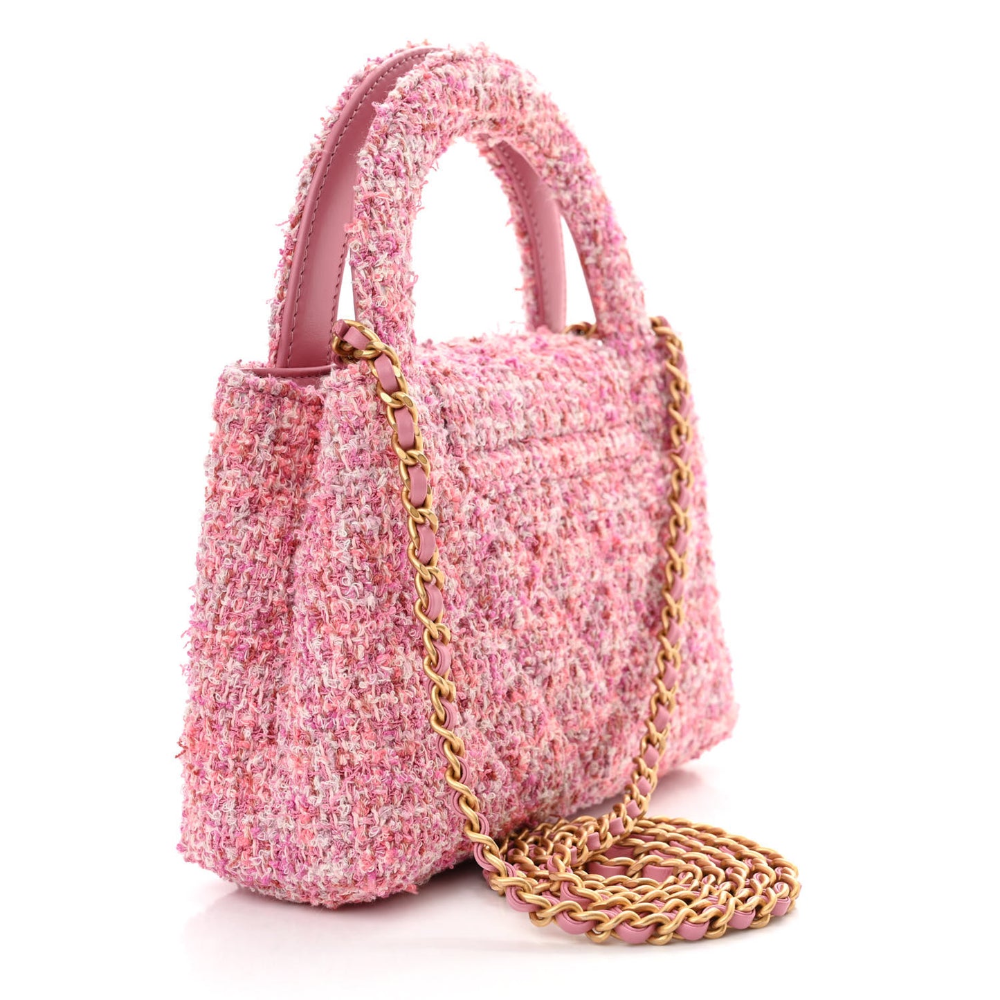 Tweed Quilted Nano Kelly Shopper Pink