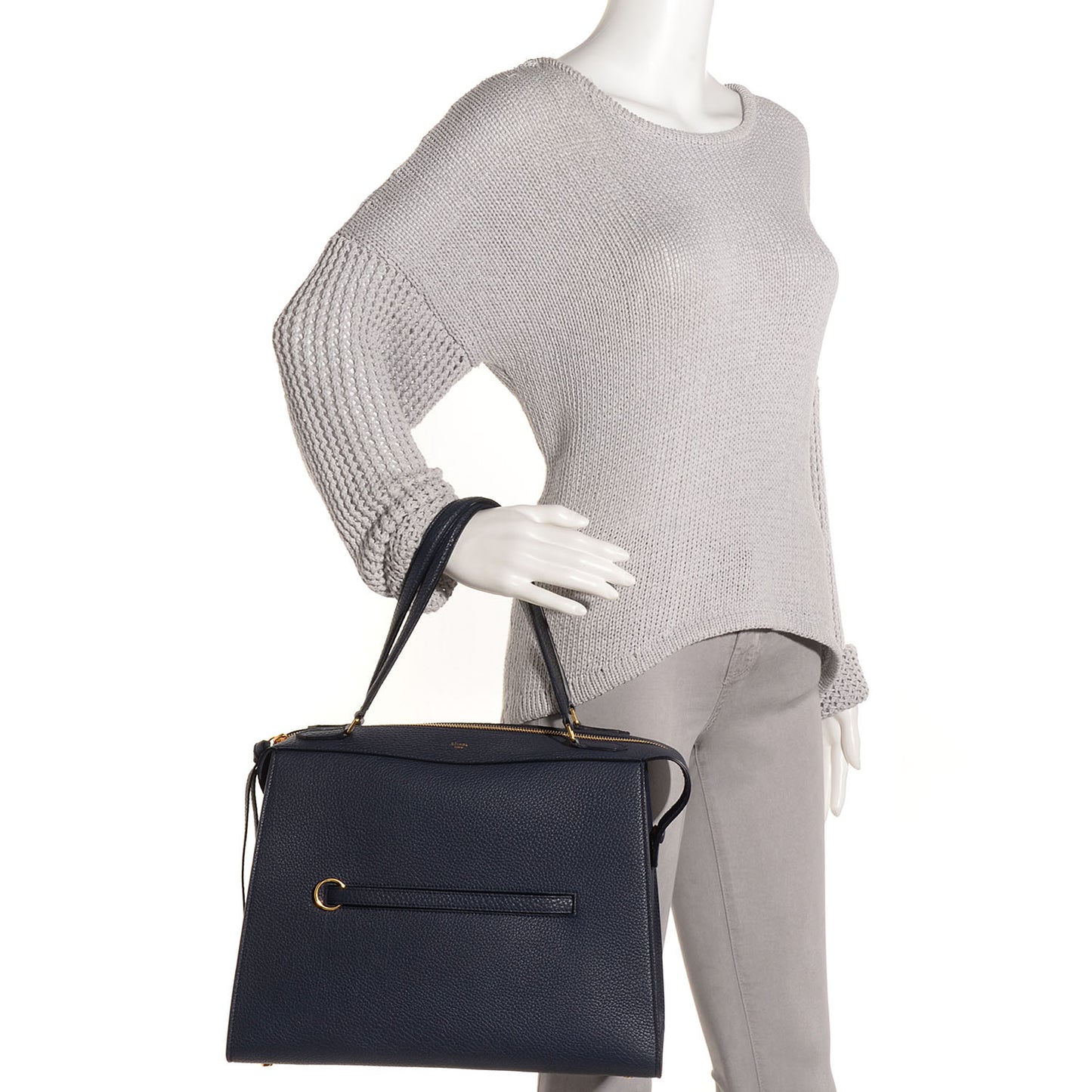 Bullhide Calfskin Medium Ring Bag Navy Blue