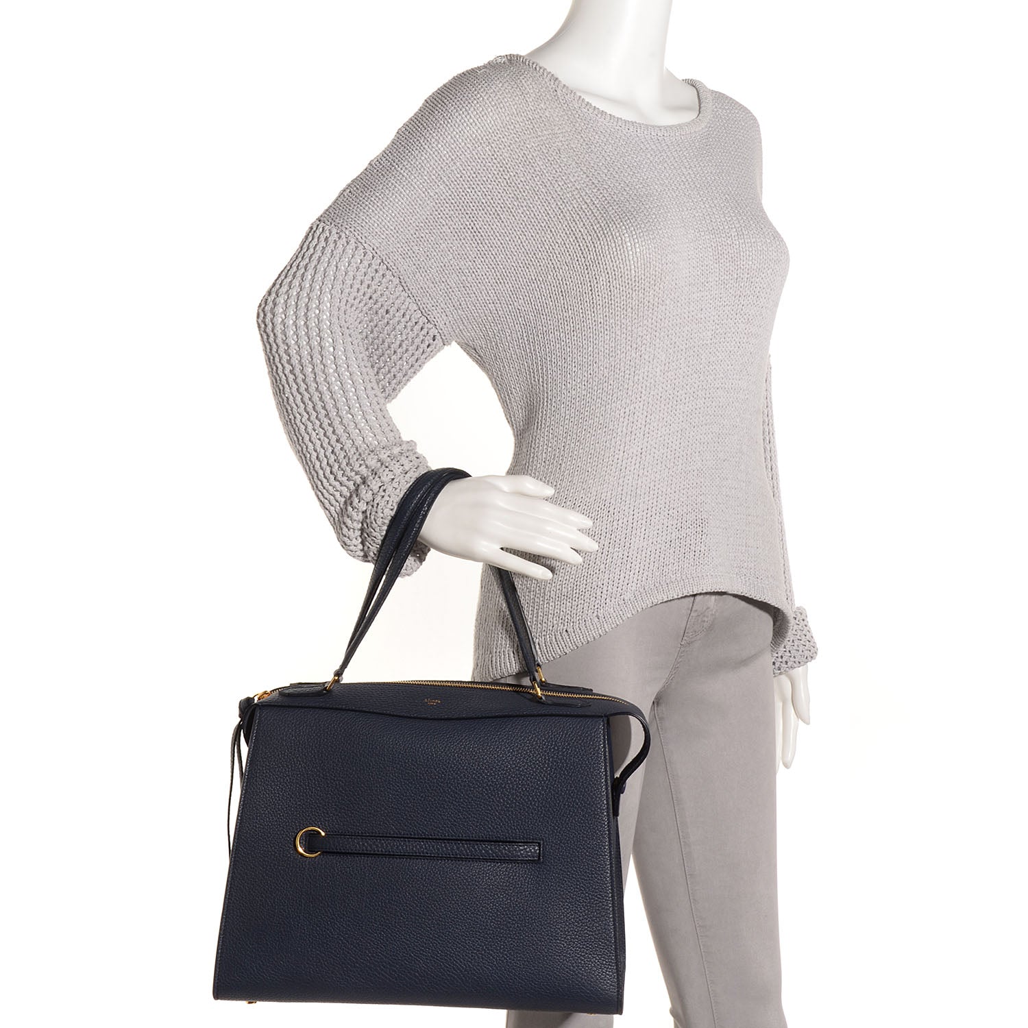 Celine Bullhide Calfskin Medium Ring Bag Navy Blue 2 of 8