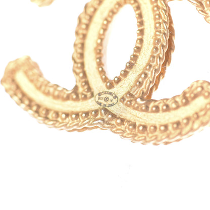 Chanel CC Drop Earrings Matte Gold 4 of 5